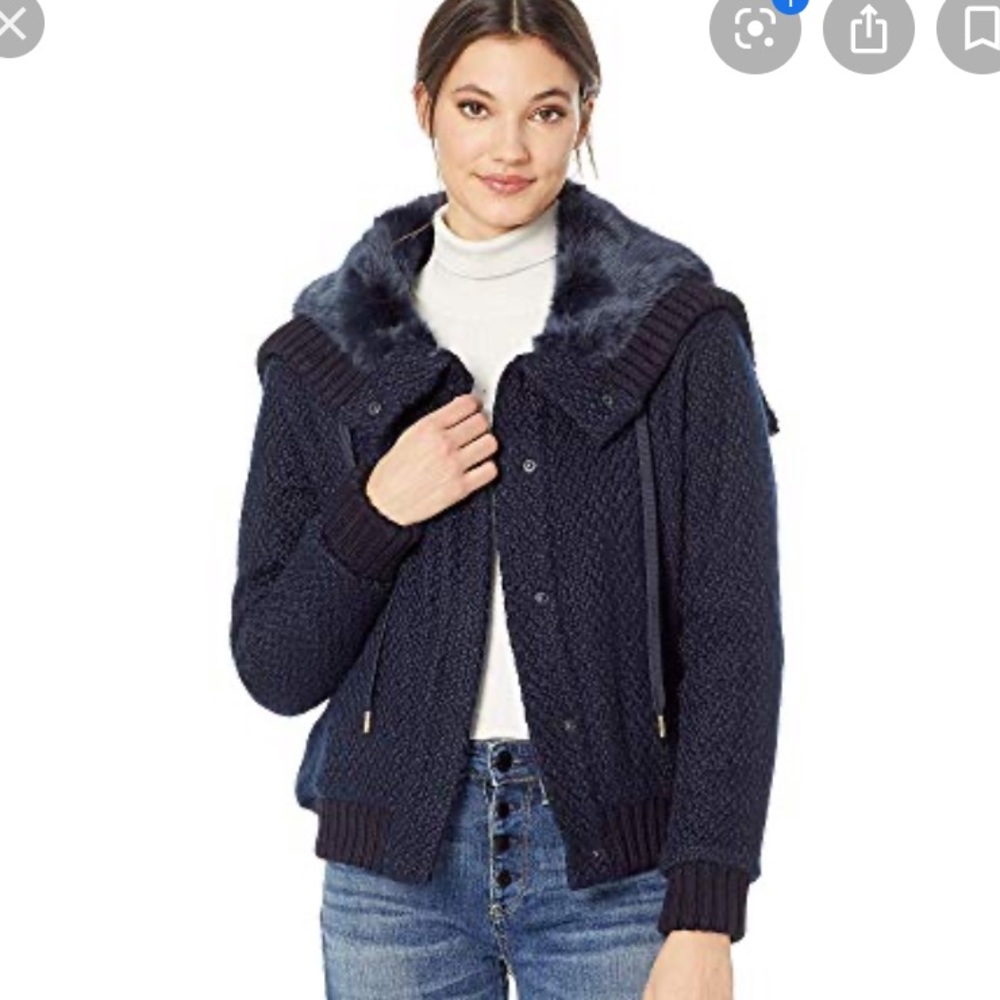 NWT JUICY COUTURE Boucle Jacket W/ Faux Fur Hood